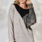 BiBi Brushed Hacci Color Block Long Sleeve Top