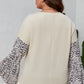 Plus Size Leopard Round Neck Long Sleeve Top