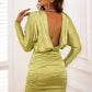 Open Back Ruched Long Sleeve Dress