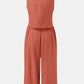 Round Neck Top and Wide Leg Pants Set