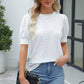 Openwork Round Neck Short Sleeve Blouse