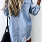 Raw Hem Collared Neck Long Sleeve Denim Jacket