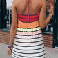 Smocked Sleeveless Striped Mini Dress