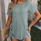 Mandy Decorative Button Round Neck Short Sleeve Blouse