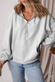 Pocketed Half Zip Dropped Shoulder Hoodie Light Gray