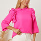 Frill Ruffled Three-Quarter Sleeve Blouse