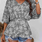 Printed V-Neck Dolman Sleeve Blouse