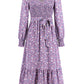 Smocked V-Neck Tie Belt Dress