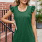 Ruffled Ruched Round Neck Tank