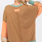 SAGE + FIG Mineral Wash Raw Edge Color Block Sweatshirt