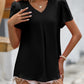 Mandy Ruche V-Neck Petal Sleeve Top