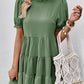 Puff Sleeve Tie Back Tiered Dress