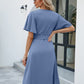 Tie Waist Flutter Sleeve Surplice Dress