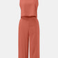 Round Neck Top and Wide Leg Pants Set