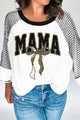 MAMA Leopard Graphic Contrast Stitching T-Shirt White