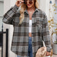 Mandy Pocketed Plaid Collared Neck Long Sleeve Shirt