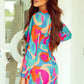 Printed Surplice Neck Mini Dress