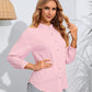 Mock Neck Buttoned Long Sleeve Shirt