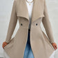 Collared Neck Button Up Long Sleeve Coat