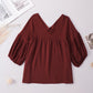 Dropped Shoulder V-Neck Blouse