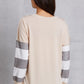 Striped Exposed Seam Buttoned T-Shirt