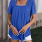 Mandy Ruched Square Neck Short Sleeve Blouse