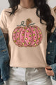 Pumpkin Round Neck Short Sleeve T-Shirt Tan