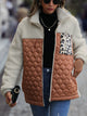 Leopard Color Block Zip-Up Jacket Caramel