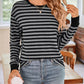 Lovelet Striped Round Neck Long Sleeve T-Shirt