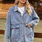 Dropped Shoulder Denim Jacket with Pockets