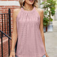 Eyelet Round Neck Sleeveless Top