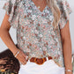 Floral V-Neck Flutter Sleeve Blouse