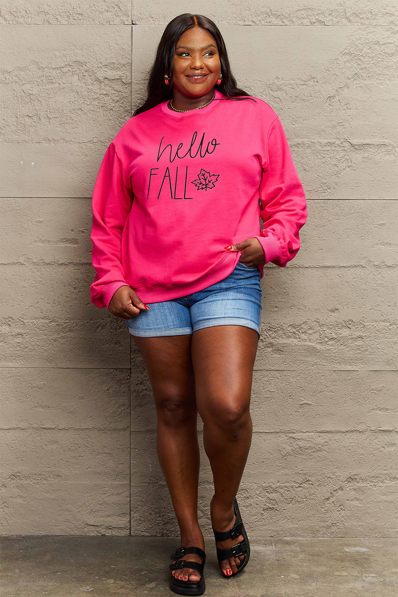 Simply Love Full Size HELLO FALL Graphic Sweatshirt