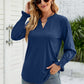 Heathered Flounce Sleeve Curved Hem Top