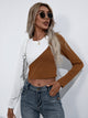 Ivy Lane Cropped Contrast Color Round Neck Short Sleeve Tee Caramel