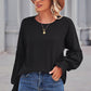 Round Neck Flounce Sleeve Blouse