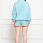 Half Zip Long Sleeve Sweatshirt and Drawstring Shorts Set