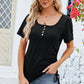 Ruched Square Neck Short Sleeve T-Shirt