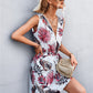 Printed Zip Detail Belted Sleeveless Dress