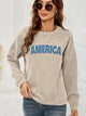 AMERICA Graphic Dropped Shoulder Sweatshirt Sand