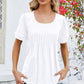 Ruched Scoop Neck Short Sleeve Blouse