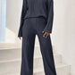 Ribbed Half Button Top and Pants Set