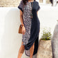 Leopard Color Block Split Dress