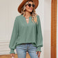 Notched Neck Flounce Sleeve Blouse