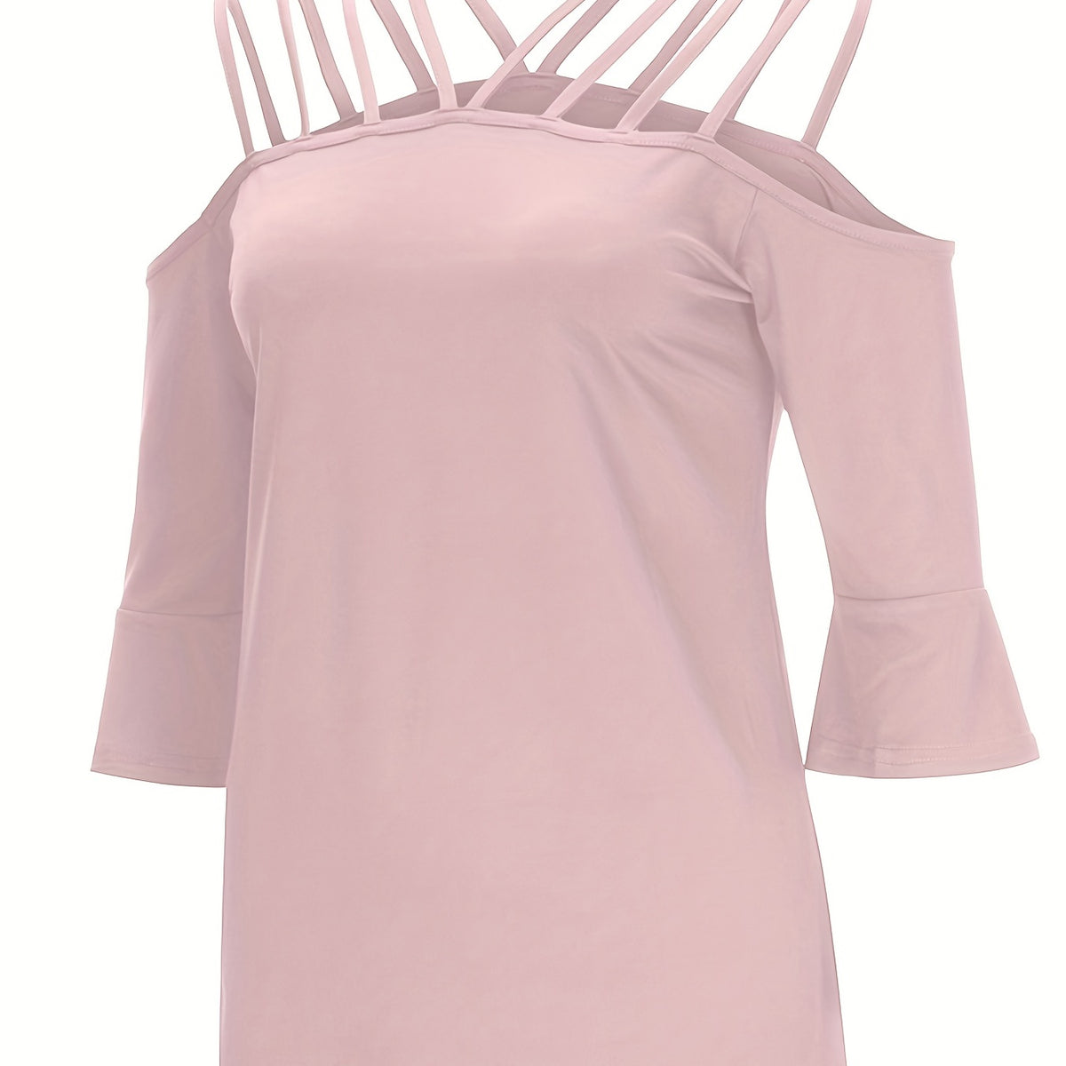 Full Size Cold Shoulder Three-Quarter Sleeve Blouse
