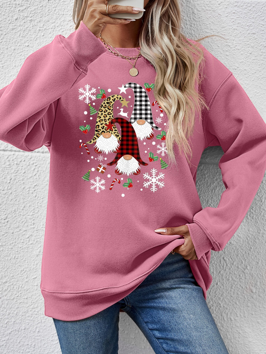 Faceless Gnomes Graphic Drop Shoulder Sweatshirt Moonlit Mauve