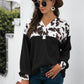 Animal Print Color Block Waffle-Knit Top