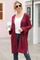 Open Front Long Sleeve Cardigan Burgundy