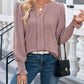 Lovelet Eyelet Notched Flounce Sleeve Blouse