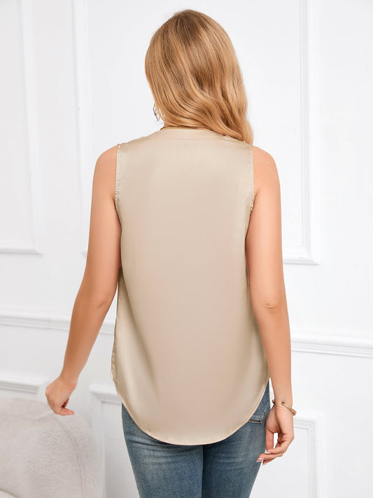 Button-Up V-Neck Tank Top